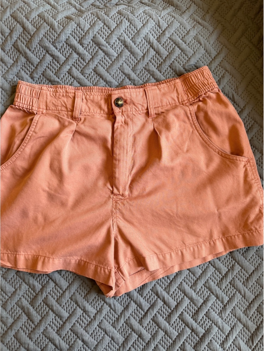 Madewell Women's Size 12 Peach Cotton Casual Shorts with Elastic Waistband